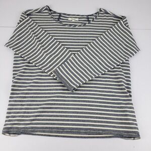 Madewell Top Women's Small Blue Beige Striped Pullover Knit Top